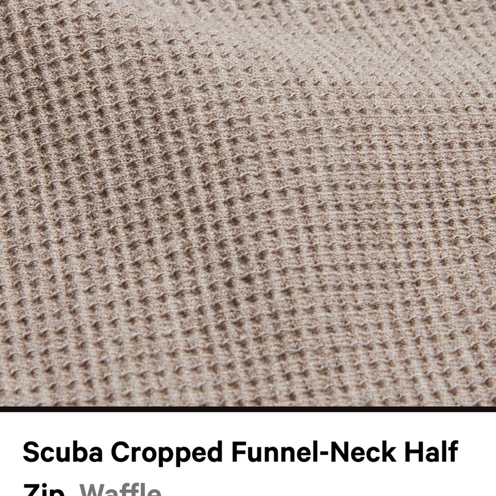 New-Lululemon athletica Scuba Cropped Funnel-Neck Half Zip Sweatshirt - Tan - Picture 8 of 14